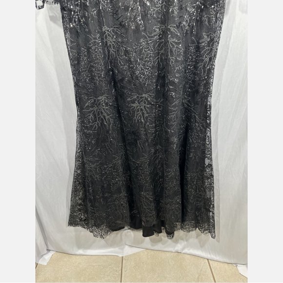 NEW $698 Mac Duggal [ 18 ] Embellished Wrap Over Long Sleeve Gown‎ Black - Picture 11 of 15